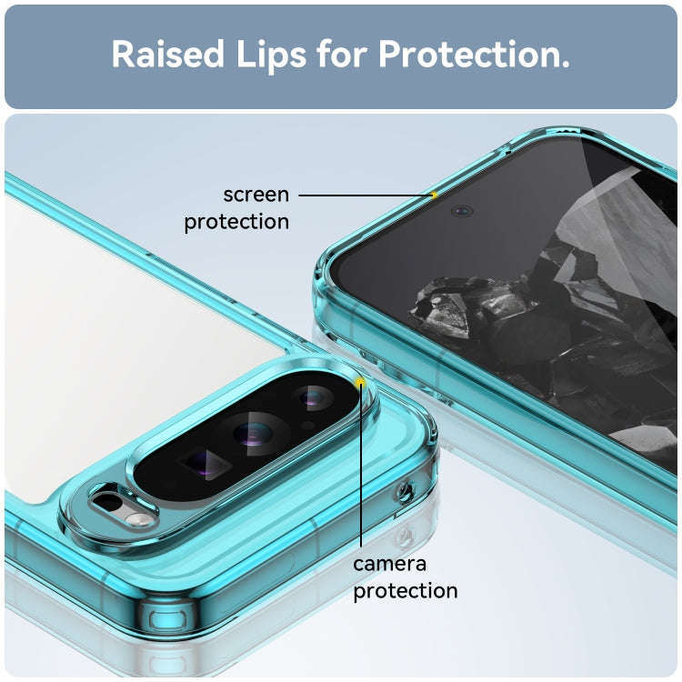 For Google Pixel 9 Pro XL Colorful Series Acrylic Hybrid TPU Phone Case(Transparent Blue)