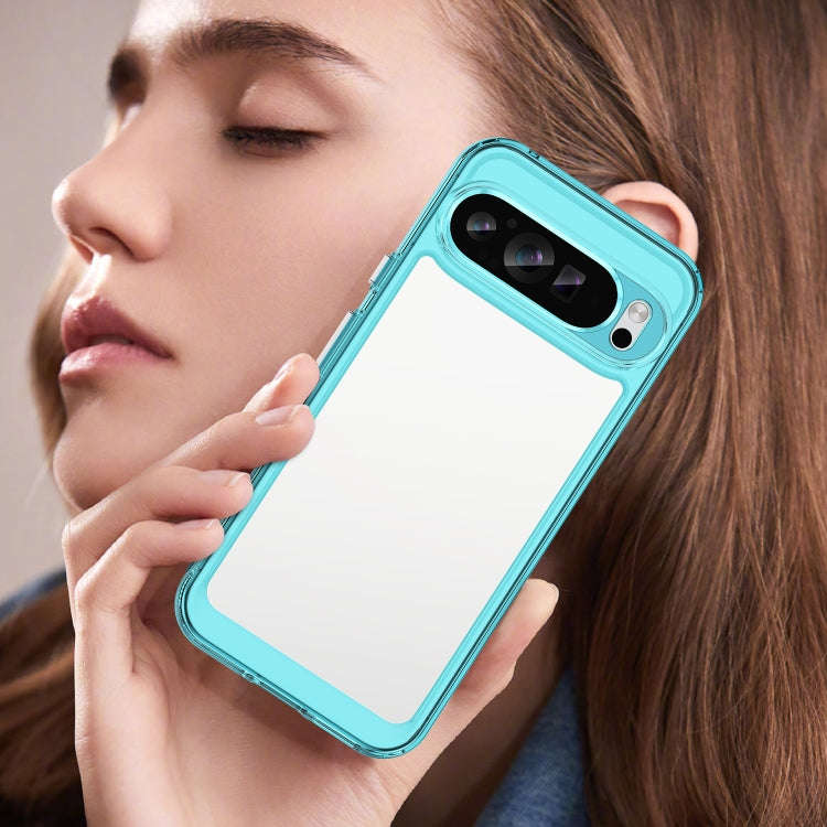 For Google Pixel 9 Pro XL Colorful Series Acrylic Hybrid TPU Phone Case(Transparent Blue)