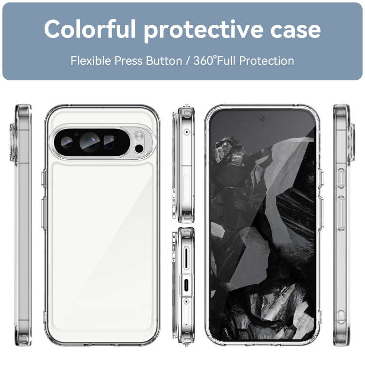 For Google Pixel 9 Pro XL Colorful Series Acrylic Hybrid TPU Phone Case(Transparent)