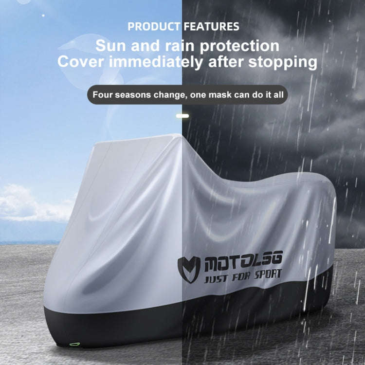 MOTOLSG Motorcycle Waterproof Sunproof Dustproof Thickening Cover, Size:L(Silver)