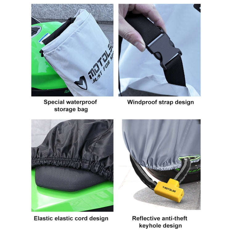 MOTOLSG Motorcycle Waterproof Sunproof Dustproof Thickening Cover, Size:L(Silver)