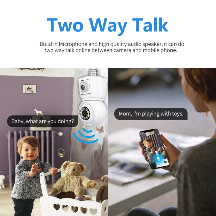 ESCAM QF202 E27 2x2MP Dual Lens Motion Detection Waterproof WiFi IP Two Way Audio Night Vision Ca...