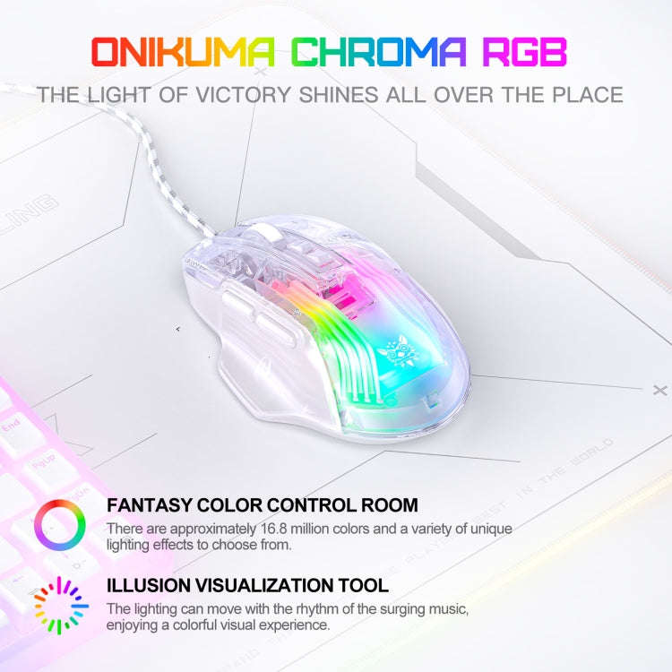 ONIKUMA CW923 RGB Lighting Wired Mouse(Transparent)