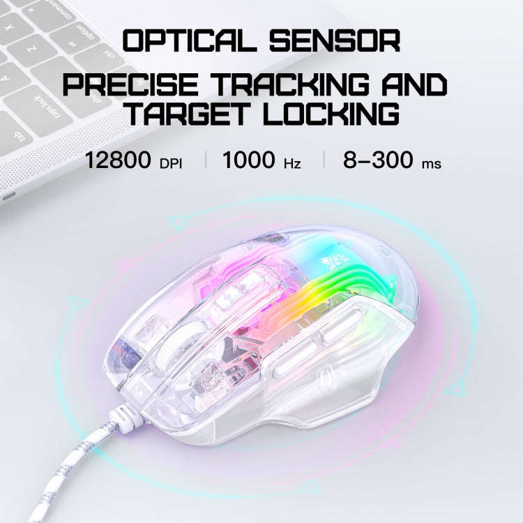 ONIKUMA CW923 RGB Lighting Wired Mouse(Transparent)