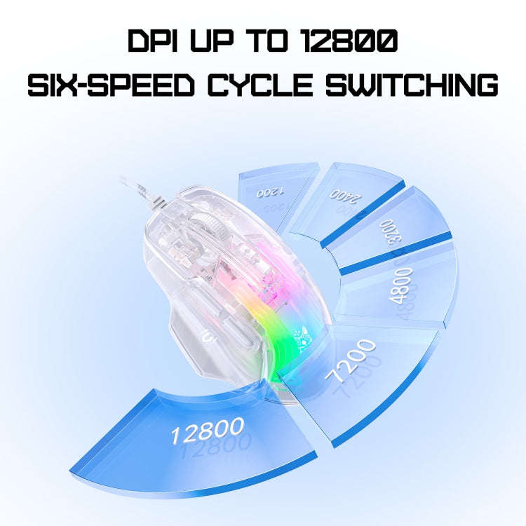 ONIKUMA CW923 RGB Lighting Wired Mouse(Transparent)