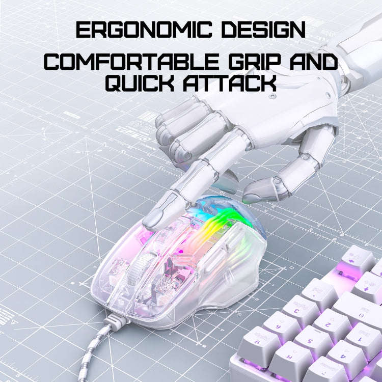 ONIKUMA CW923 RGB Lighting Wired Mouse(Transparent)