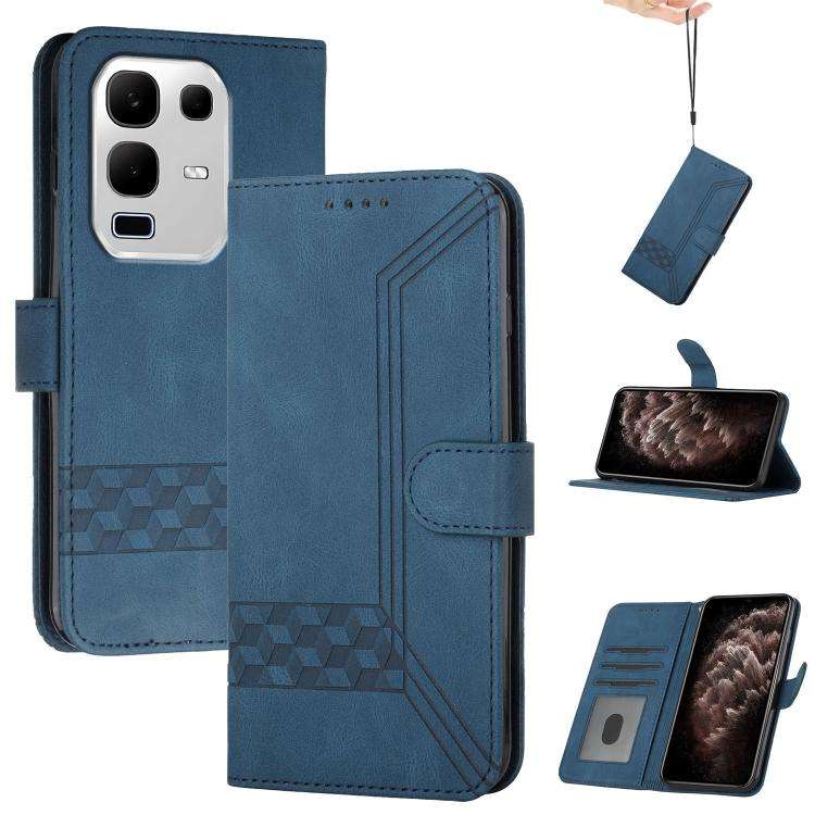 For Infinix Note 50x Cubic Skin Feel Flip Leather Phone Case(Blue)
