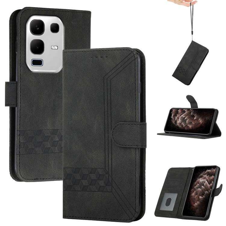 For Infinix Note 50x Cubic Skin Feel Flip Leather Phone Case(Black)