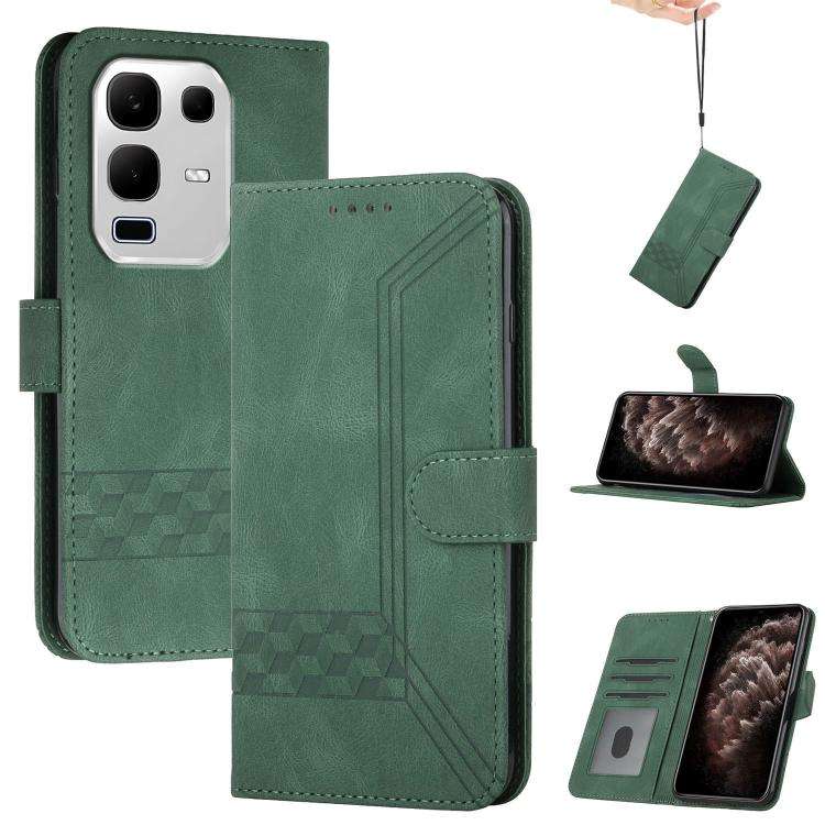 For Infinix Note 50x Cubic Skin Feel Flip Leather Phone Case(Green)