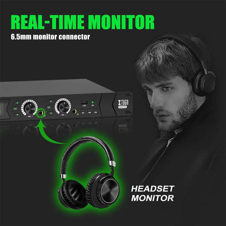 XTUGA RW2090 Professional Stage Wireless 2 Channel In Ear Monitoring System 2 in 1(EU Plug)