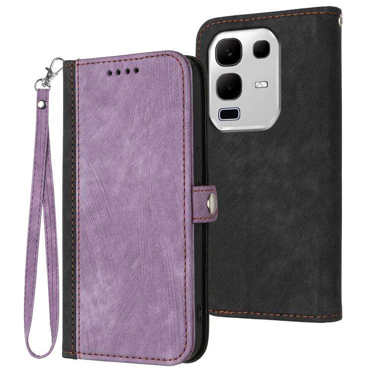 For Infinix Note 50x Side Buckle Double Fold Hand Strap Leather Phone Case(Purple)