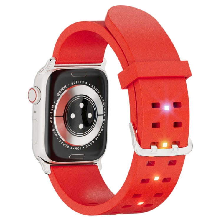 For Apple Watch Series 2 42mm Luminous Colorful Light Silicone Watch Band(Red)