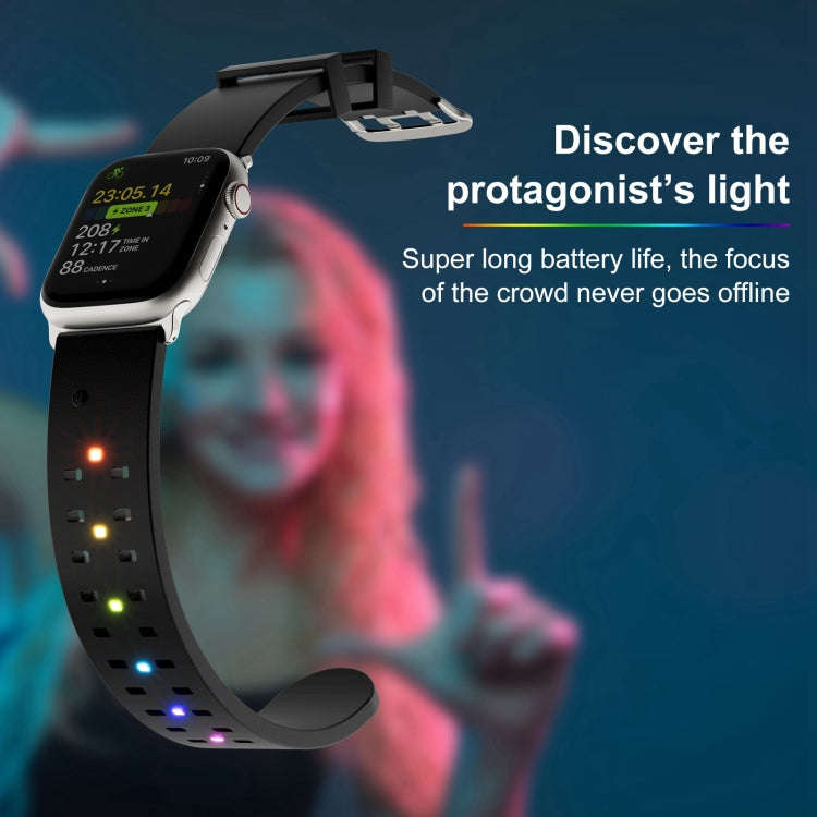 For Apple Watch Series 9 45mm Luminous Colorful Light Silicone Watch Band(Blue)