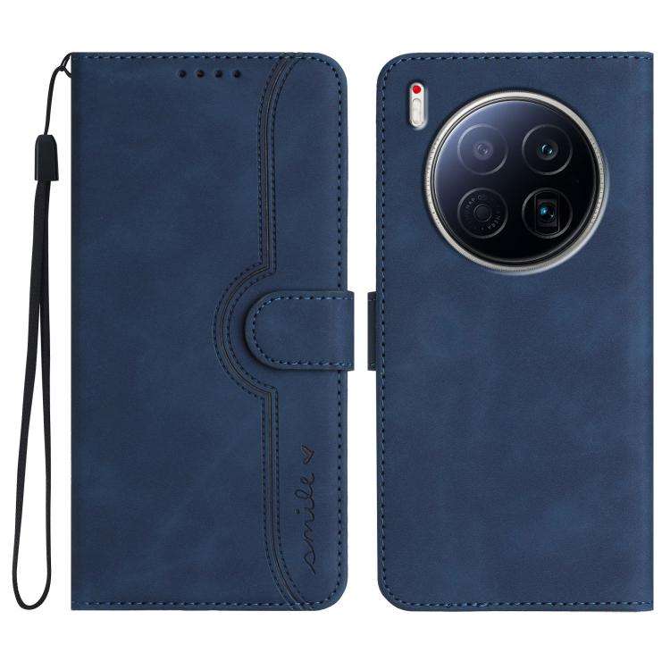 For Tecno Camon 40 Premier Heart Pattern Skin Feel Leather Phone Case(Royal Blue)