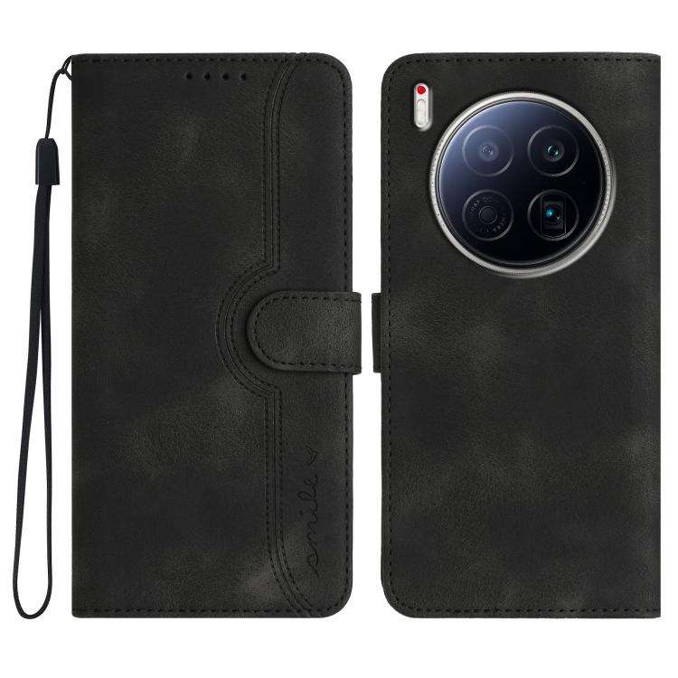 For Tecno Camon 40 Premier Heart Pattern Skin Feel Leather Phone Case(Black)