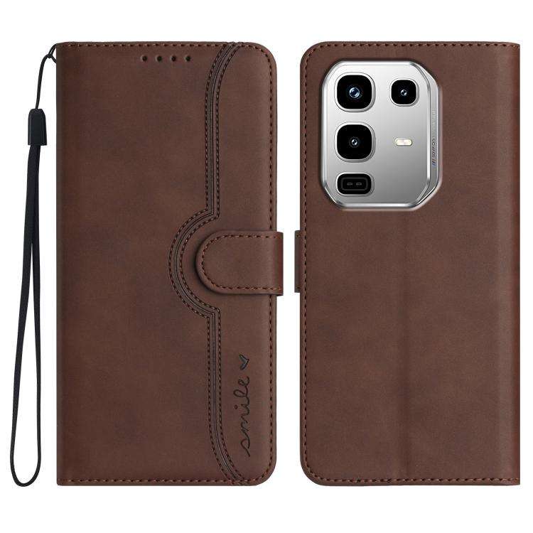 For Infinix Note 50 4G / Note 50 Pro 4G Heart Pattern Skin Feel Leather Phone Case(Brown)