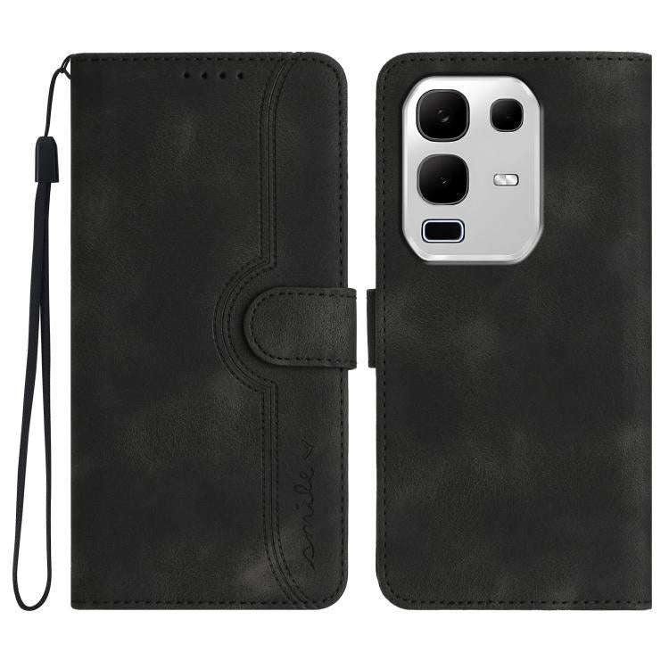 For Infinix Note 50x Heart Pattern Skin Feel Leather Phone Case(Black)