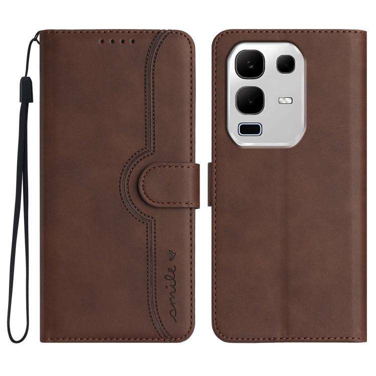 For Infinix Note 50x Heart Pattern Skin Feel Leather Phone Case(Brown)