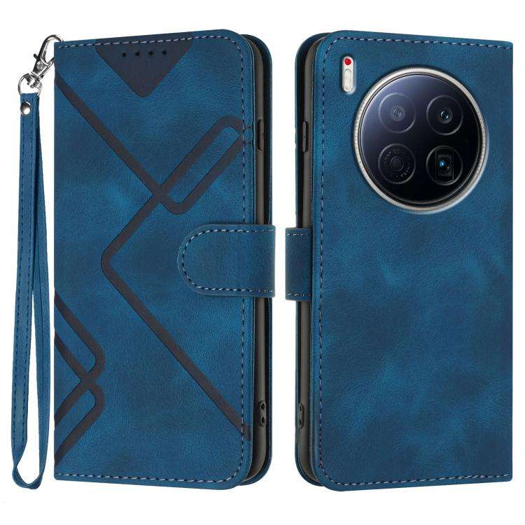 For Tecno Camon 40 Premier Line Pattern Skin Feel Leather Phone Case(Royal Blue)