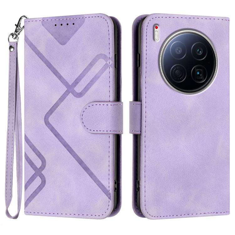 For Tecno Camon 40 Premier Line Pattern Skin Feel Leather Phone Case(Light Purple)