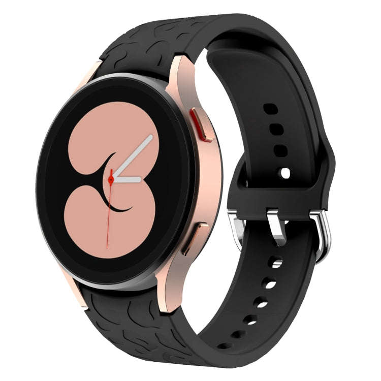 For Samsung Galaxy Watch 6 Leopard Print Embossed Silicone Watch Band(Black)