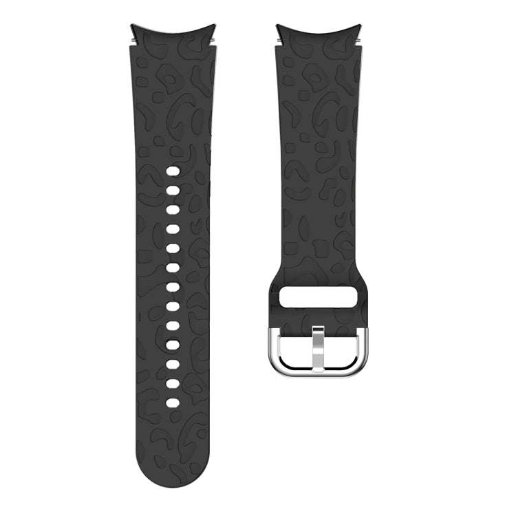 For Samsung Galaxy Watch 6 Leopard Print Embossed Silicone Watch Band(Black)