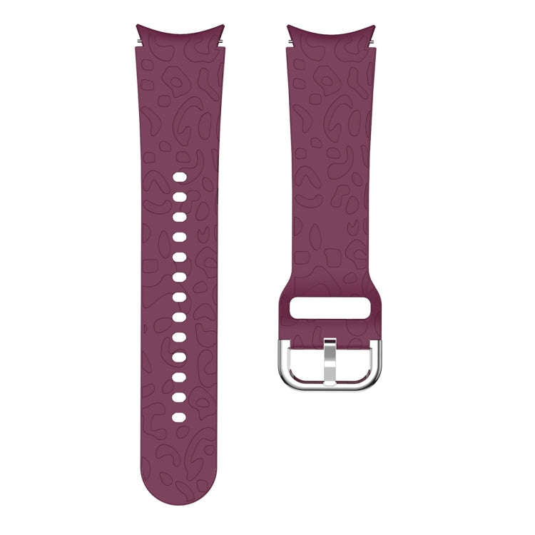 For Samsung Galaxy Watch 6 Leopard Print Embossed Silicone Watch Band(Wine Red)