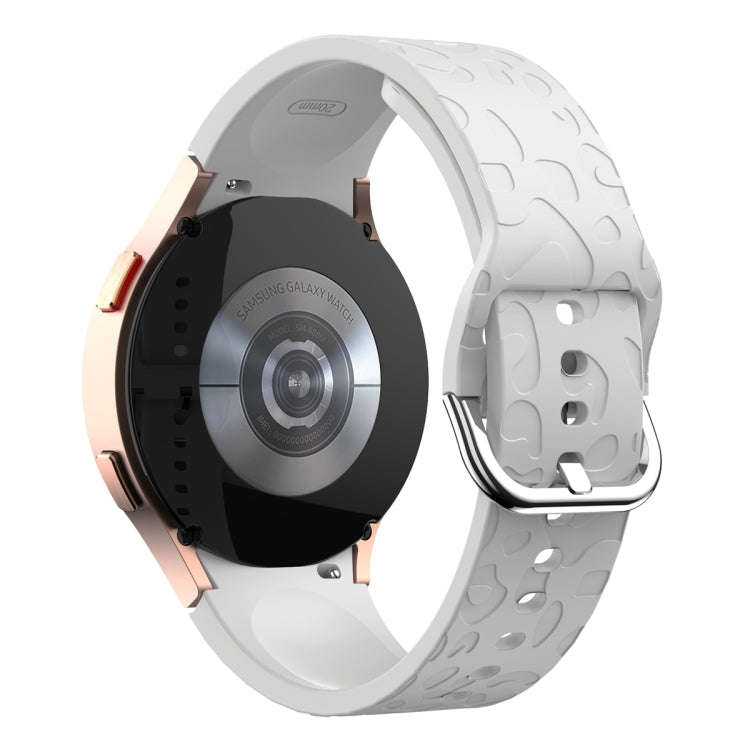 For Samsung Galaxy Watch 6 Leopard Print Embossed Silicone Watch Band(Light Grey)