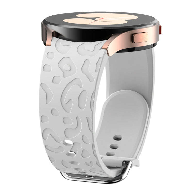 For Samsung Galaxy Watch 6 Leopard Print Embossed Silicone Watch Band(Light Grey)