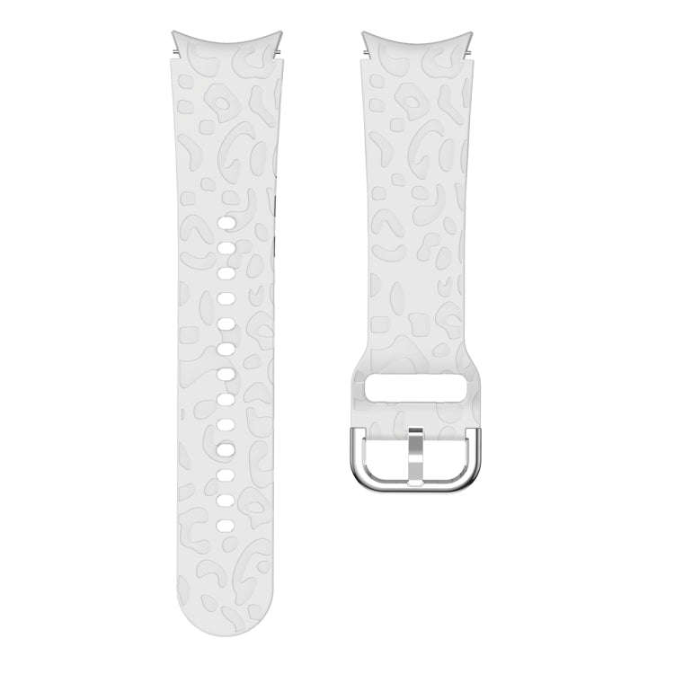 For Samsung Galaxy Watch 6 Leopard Print Embossed Silicone Watch Band(Light Grey)