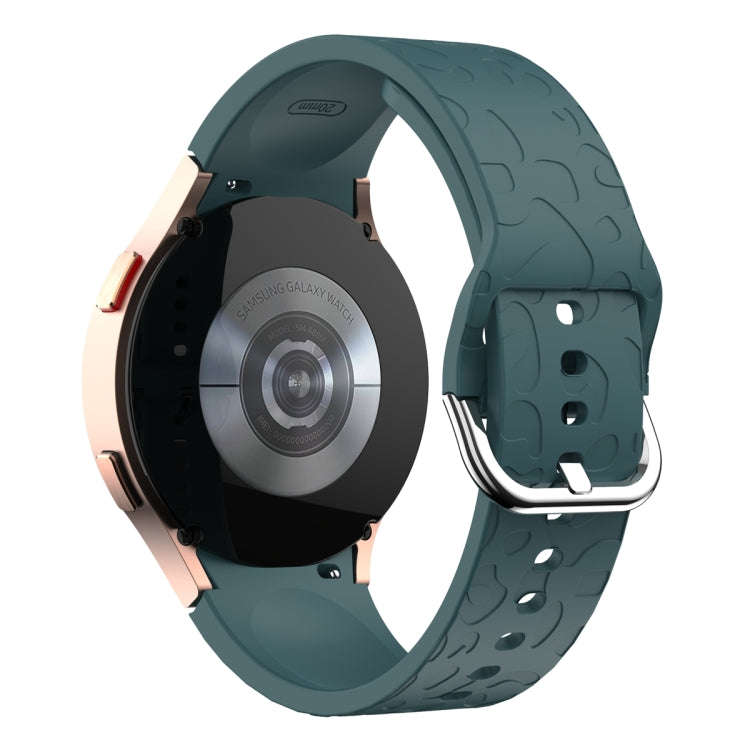 For Samsung Galaxy Watch 6 Leopard Print Embossed Silicone Watch Band(Pine Green)