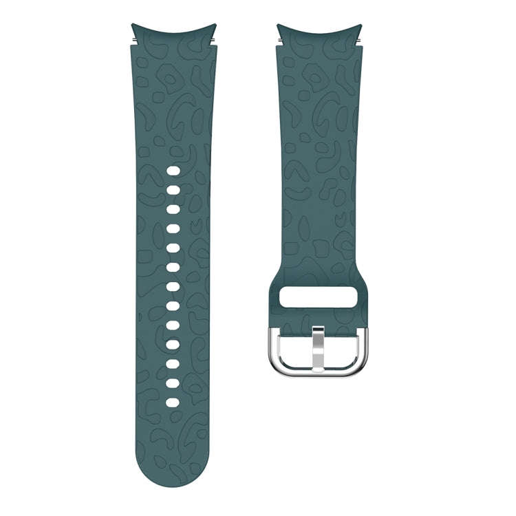 For Samsung Galaxy Watch 6 Leopard Print Embossed Silicone Watch Band(Pine Green)