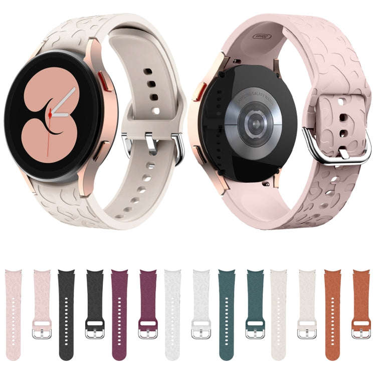 For Samsung Galaxy Watch 6 Leopard Print Embossed Silicone Watch Band(Starlight Color)