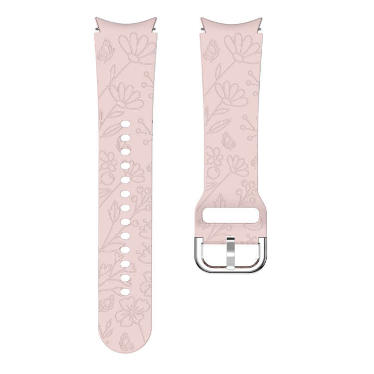 For Samsung Galaxy Watch 6 Butterfly Flower Embossed Silicone Watch Band(Pink)