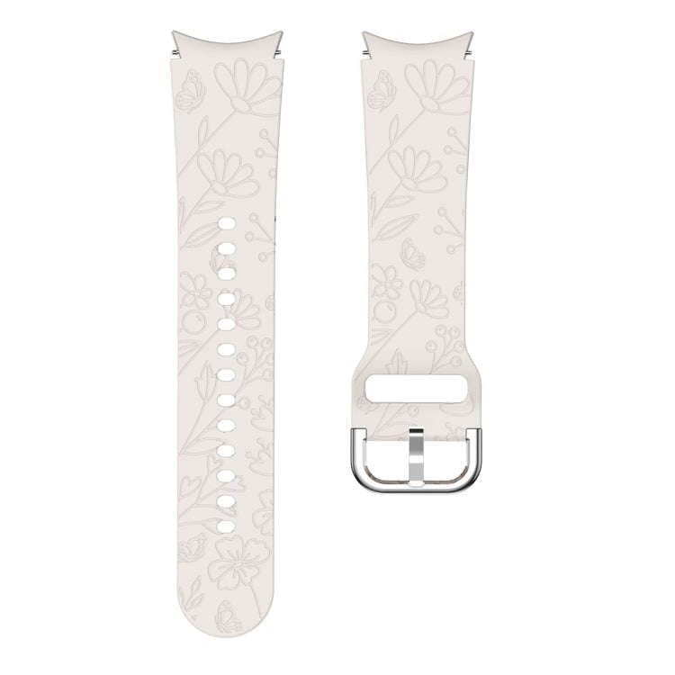 For Samsung Galaxy Watch 6 Butterfly Flower Embossed Silicone Watch Band(Starlight Color)