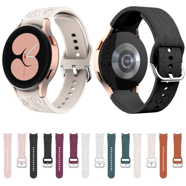 For Samsung Galaxy Watch 6 Butterfly Flower Embossed Silicone Watch Band(Light Grey)