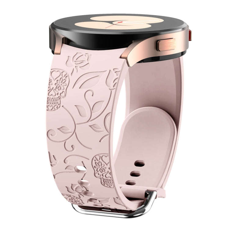 For Samsung Galaxy Watch 6 Skull Flower Embossed Silicone Watch Band(Pink)