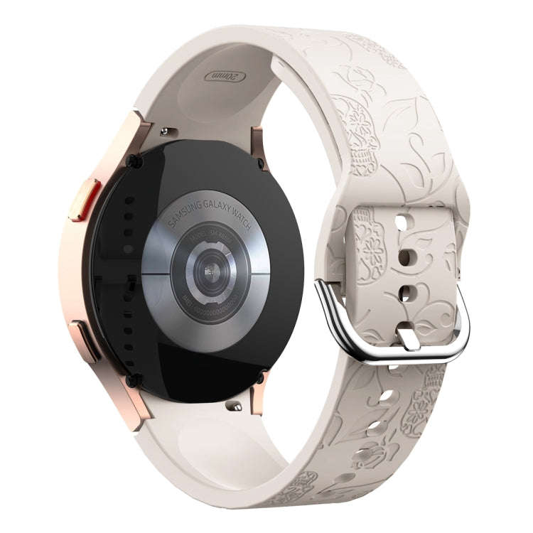 For Samsung Galaxy Watch 6 Skull Flower Embossed Silicone Watch Band(Starlight Color)