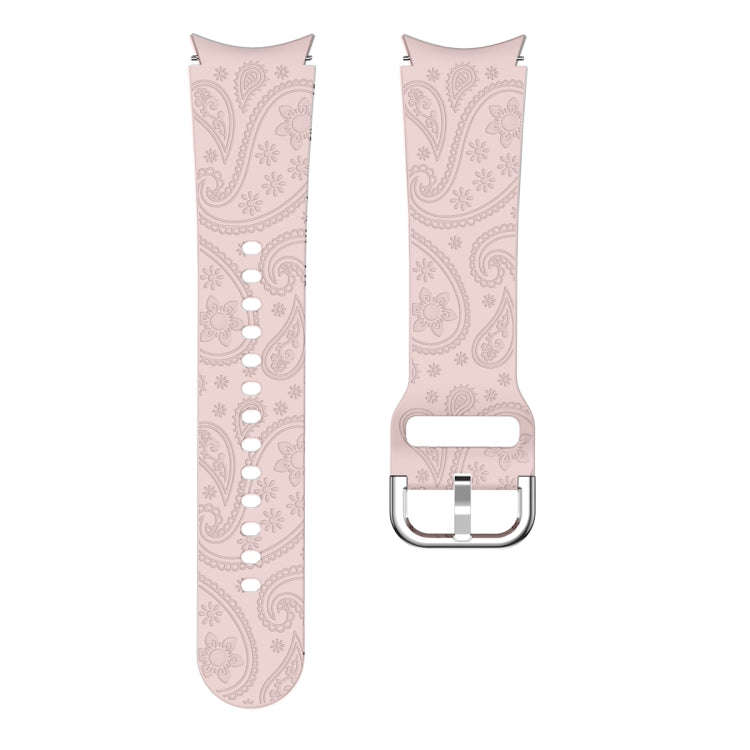 For Samsung Galaxy Watch 6 Ethnic Style Flowers Embossed Silicone Watch Band(Pink)