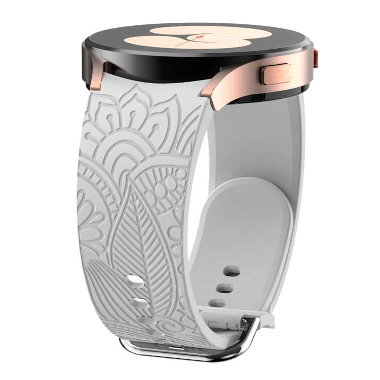 For Samsung Galaxy Watch 6 Sunflower Embossed Silicone Watch Band(Light Grey)