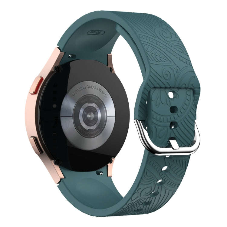 For Samsung Galaxy Watch 6 Sunflower Embossed Silicone Watch Band(Pine Green)