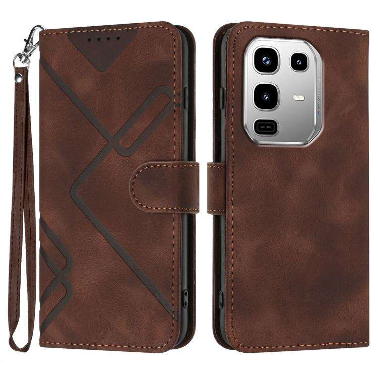 For Infinix Note 50 4G / Note 50 Pro 4G Line Pattern Skin Feel Leather Phone Case(Coffee)