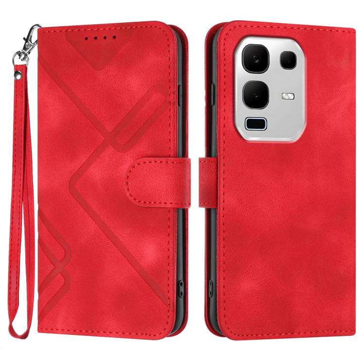For Infinix Note 50x Line Pattern Skin Feel Leather Phone Case(Red)