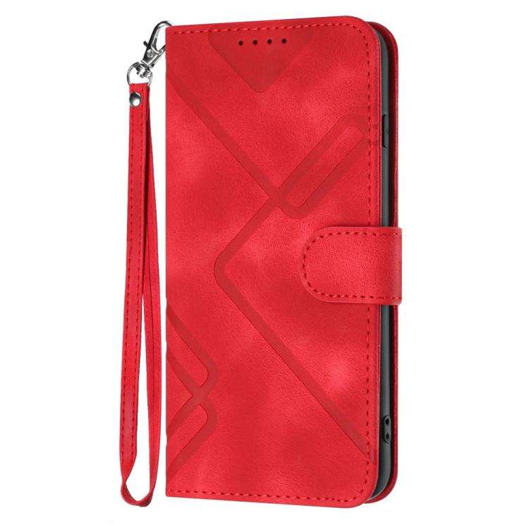 For Infinix Note 50x Line Pattern Skin Feel Leather Phone Case(Red)
