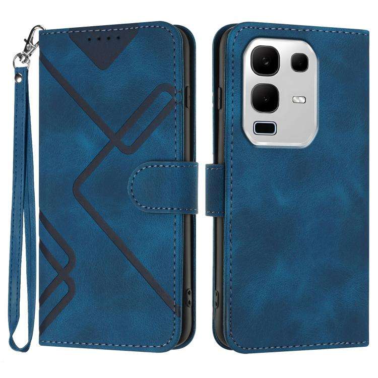 For Infinix Note 50x Line Pattern Skin Feel Leather Phone Case(Royal Blue)