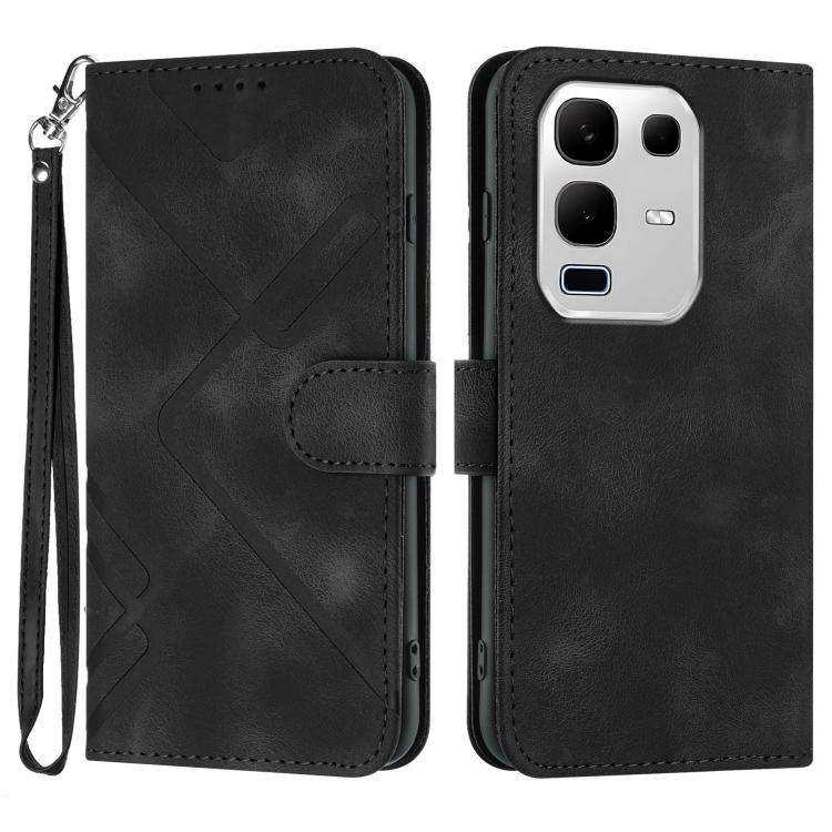 For Infinix Note 50x Line Pattern Skin Feel Leather Phone Case(Black)