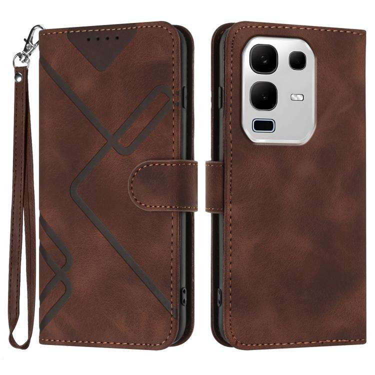 For Infinix Note 50x Line Pattern Skin Feel Leather Phone Case(Coffee)