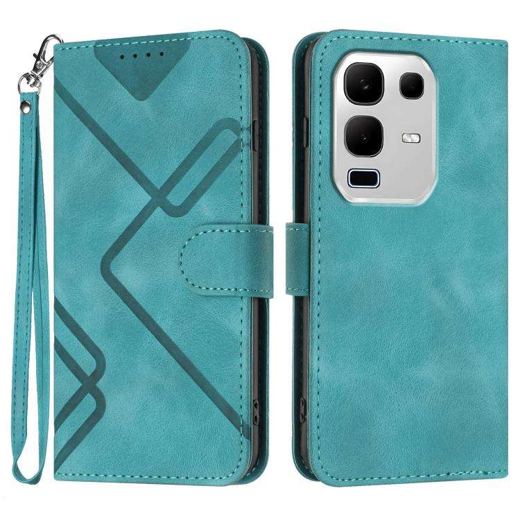 For Infinix Note 50x Line Pattern Skin Feel Leather Phone Case(Light Blue)