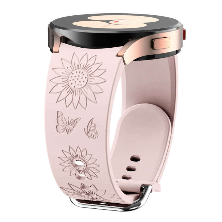 For Samsung Galaxy Watch 6 Sunflower Pattern Embossed Silicone Watch Band(Pink)