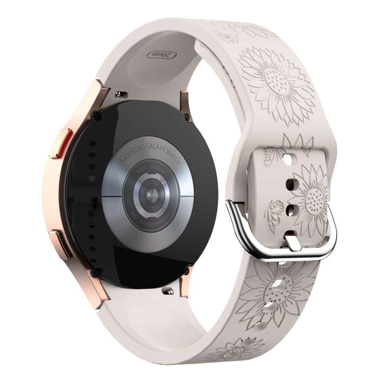 For Samsung Galaxy Watch 6 Sunflower Pattern Embossed Silicone Watch Band(Starlight Color)